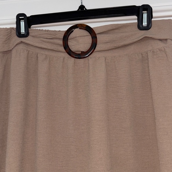 Chic A-Line Tan Skirt with Ring Accent - Picture 7 of 11